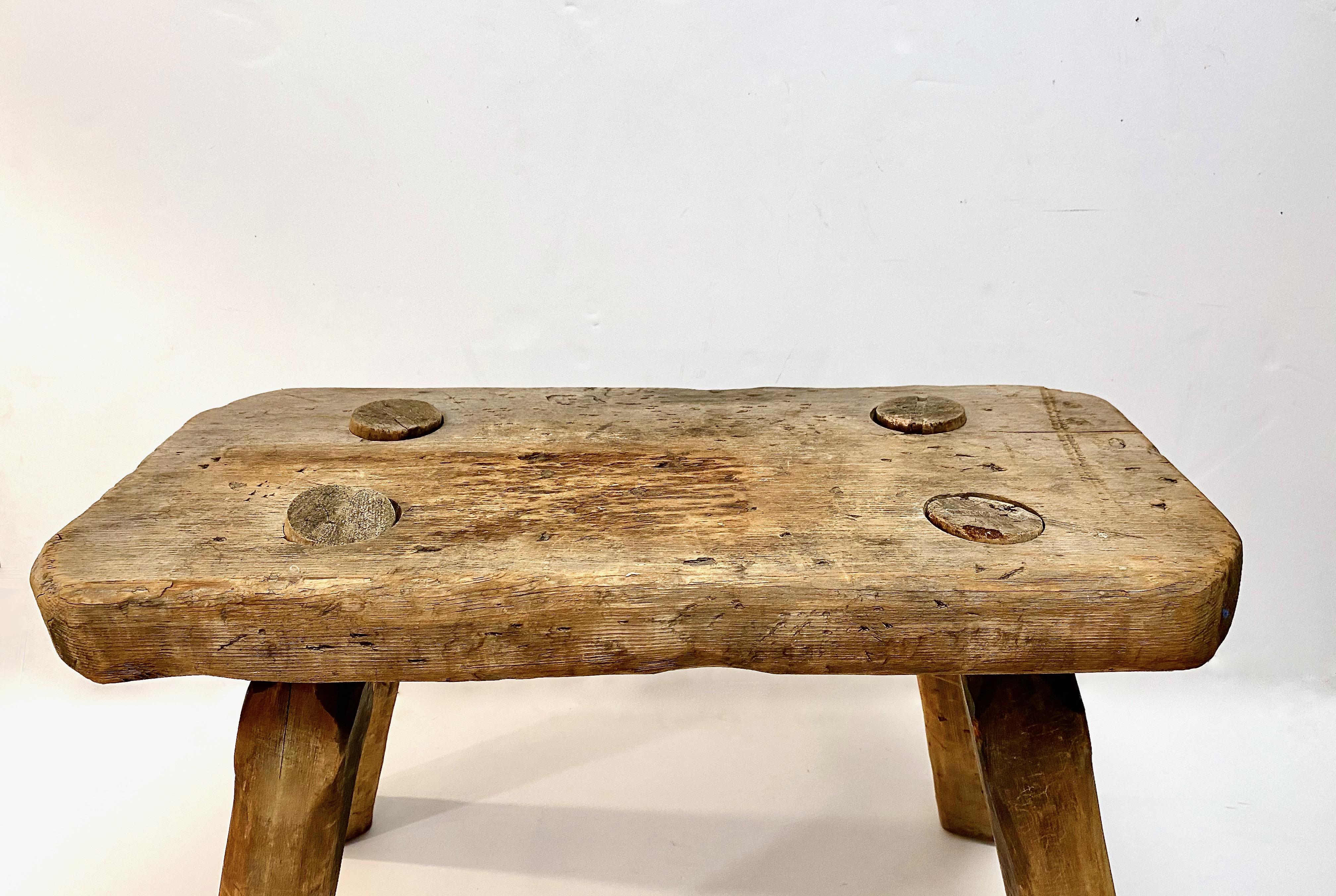 This is a charming rustic 19th century stool. Judging from the scraped surface, the stool is most probably Swedish or Nordic in origin. It is in overall very good condition considering its age and use. This piece would add just the right extra