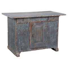 Rustic 19th Century Swedish Blue Painted Pine Cabinet Sideboard