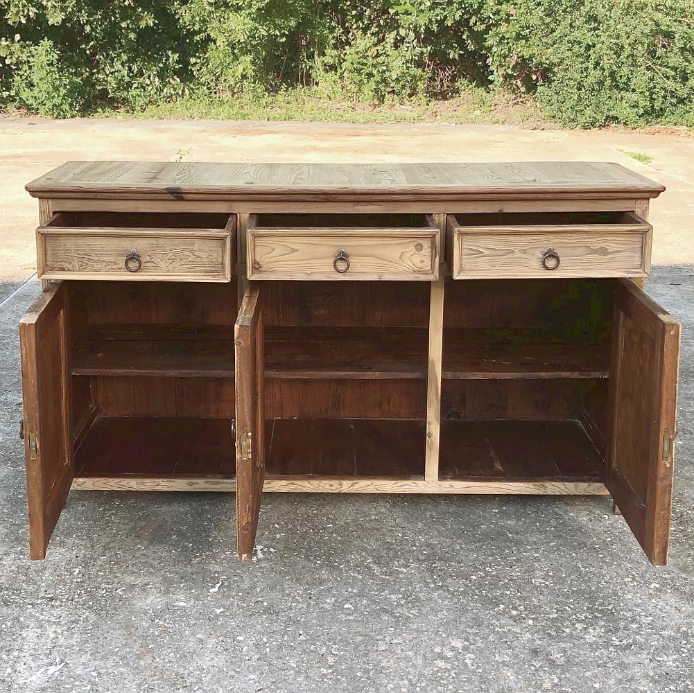 Rustic 19th Century Swedish Stripped Pine Low Buffet, Credenza In Good Condition In Dallas, TX