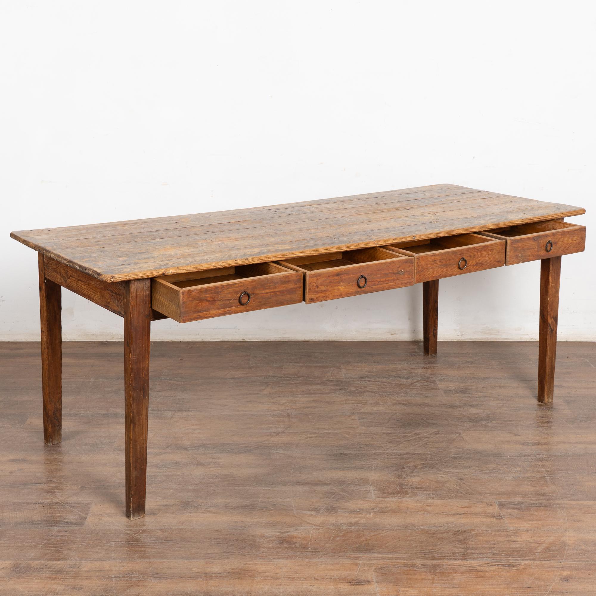 Hand-Crafted Rustic 19th Century Swedish Work Table Console with Four Drawers For Sale