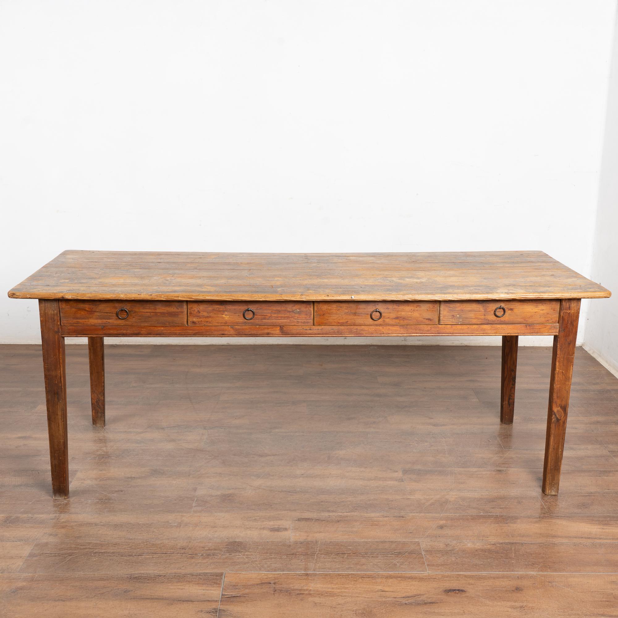 Rustic 19th Century Swedish Work Table Console with Four Drawers In Fair Condition For Sale In Round Top, TX