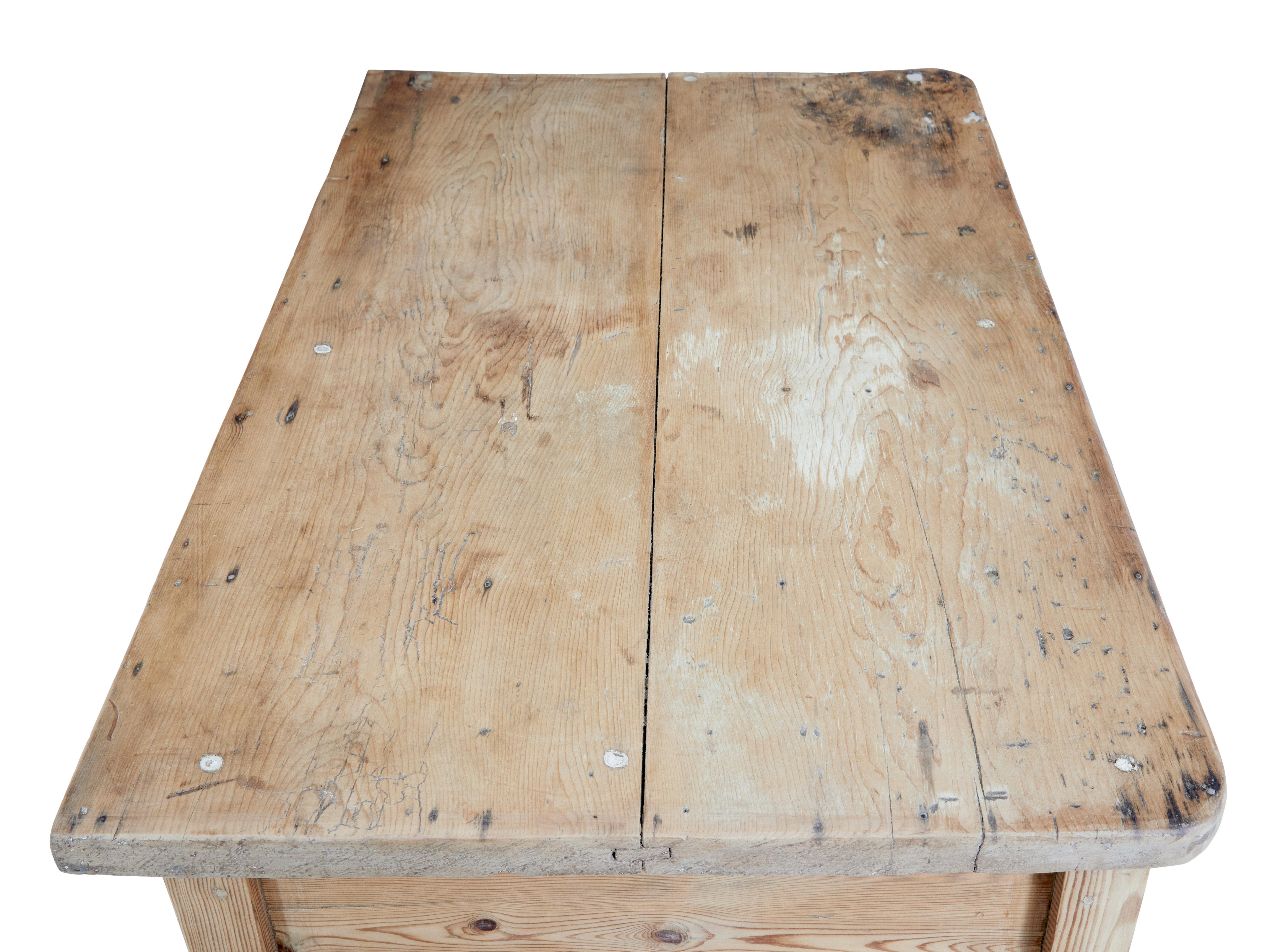 Hand-Crafted Rustic 19th Century Victorian Pine Kitchen Table
