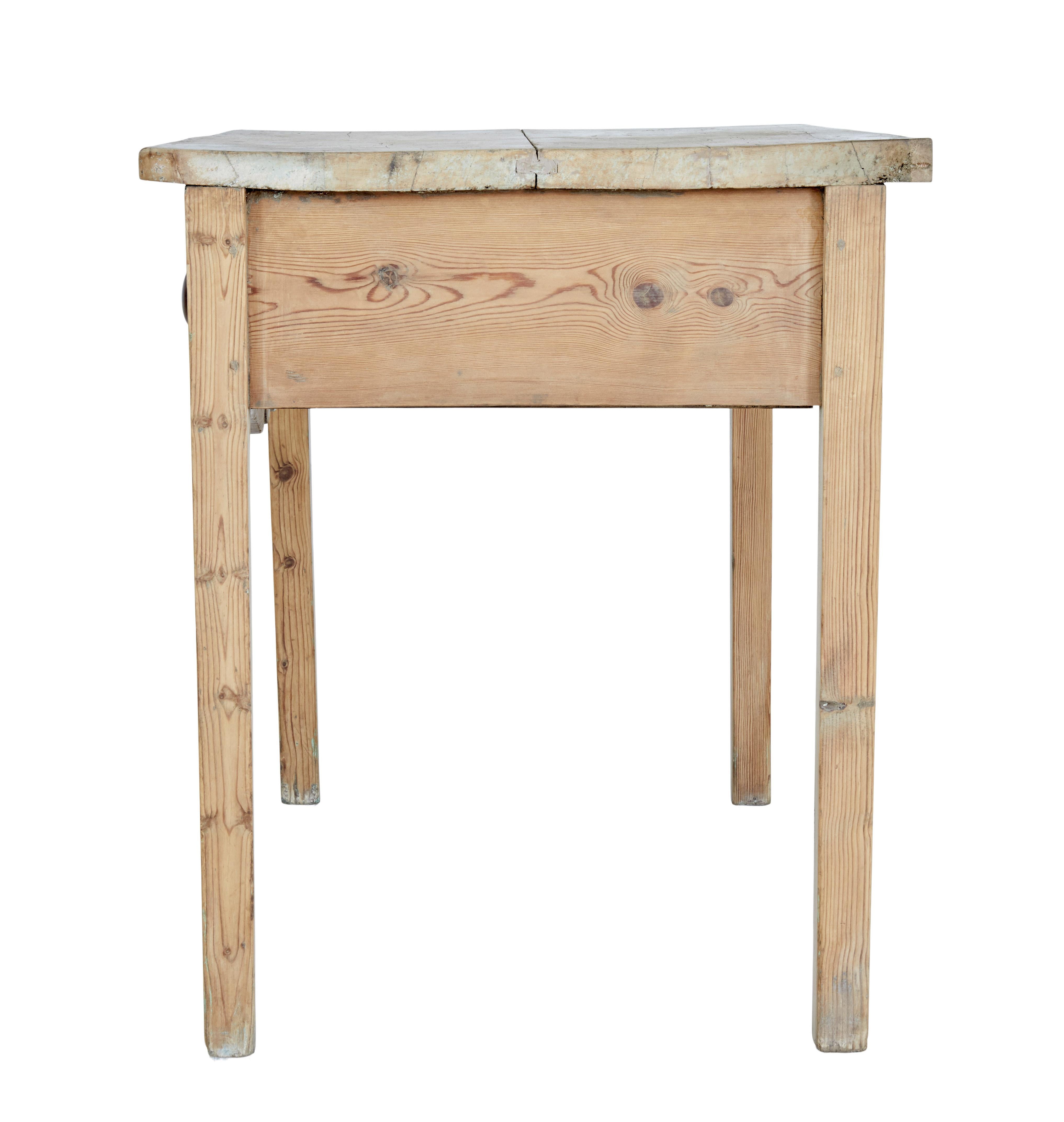 Rustic 19th Century Victorian Pine Kitchen Table 1