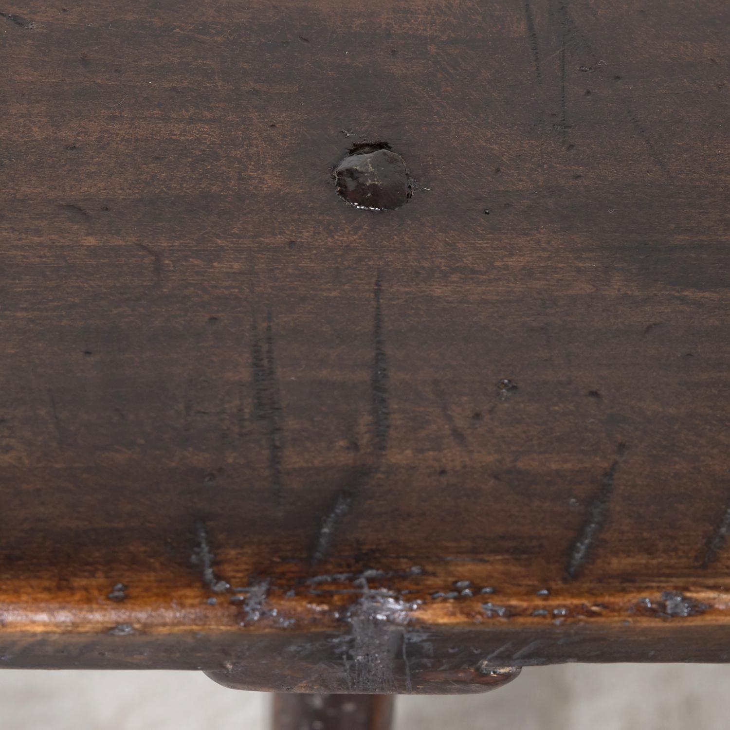 Rustic 19th Century Walnut Spanish Refectory or Monastery Trestle Dining Table 2