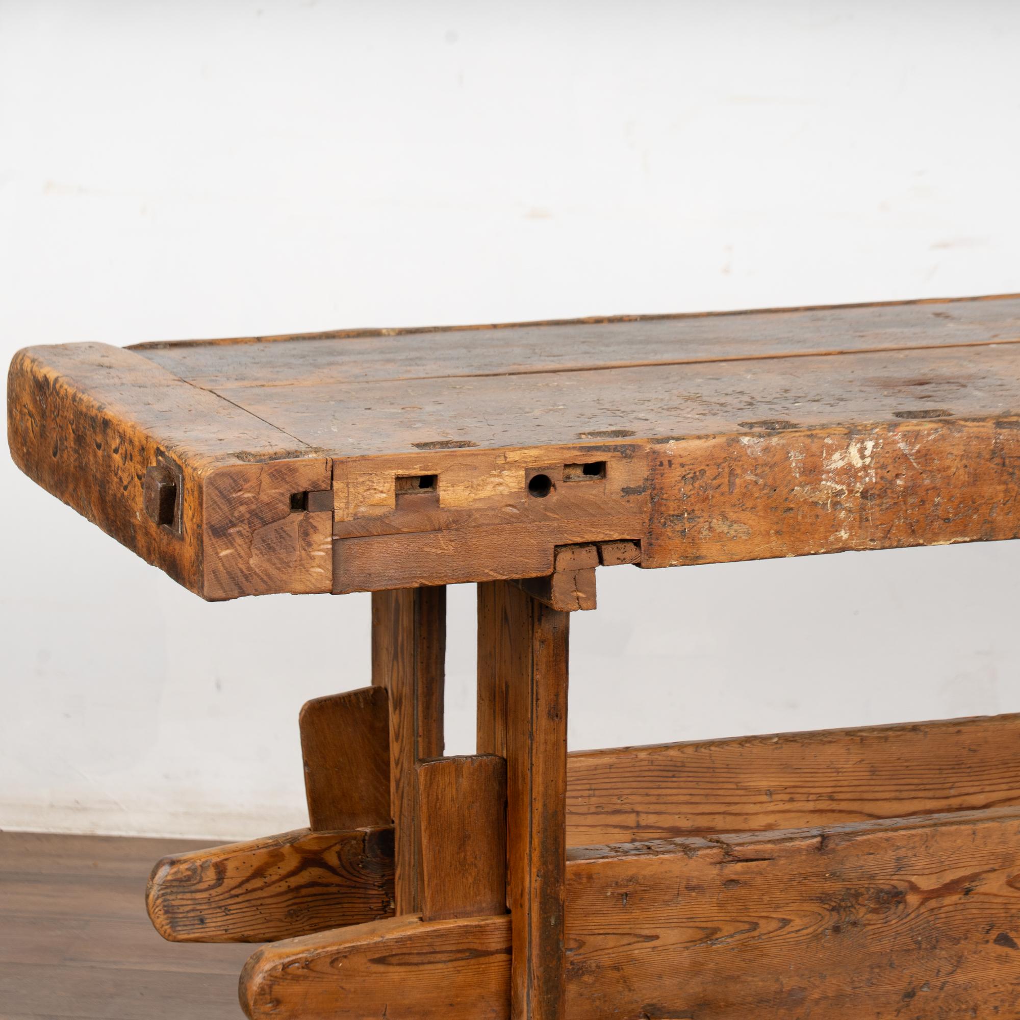 Rustic 20th Century Carpenter's Workbench Console Table For Sale 5