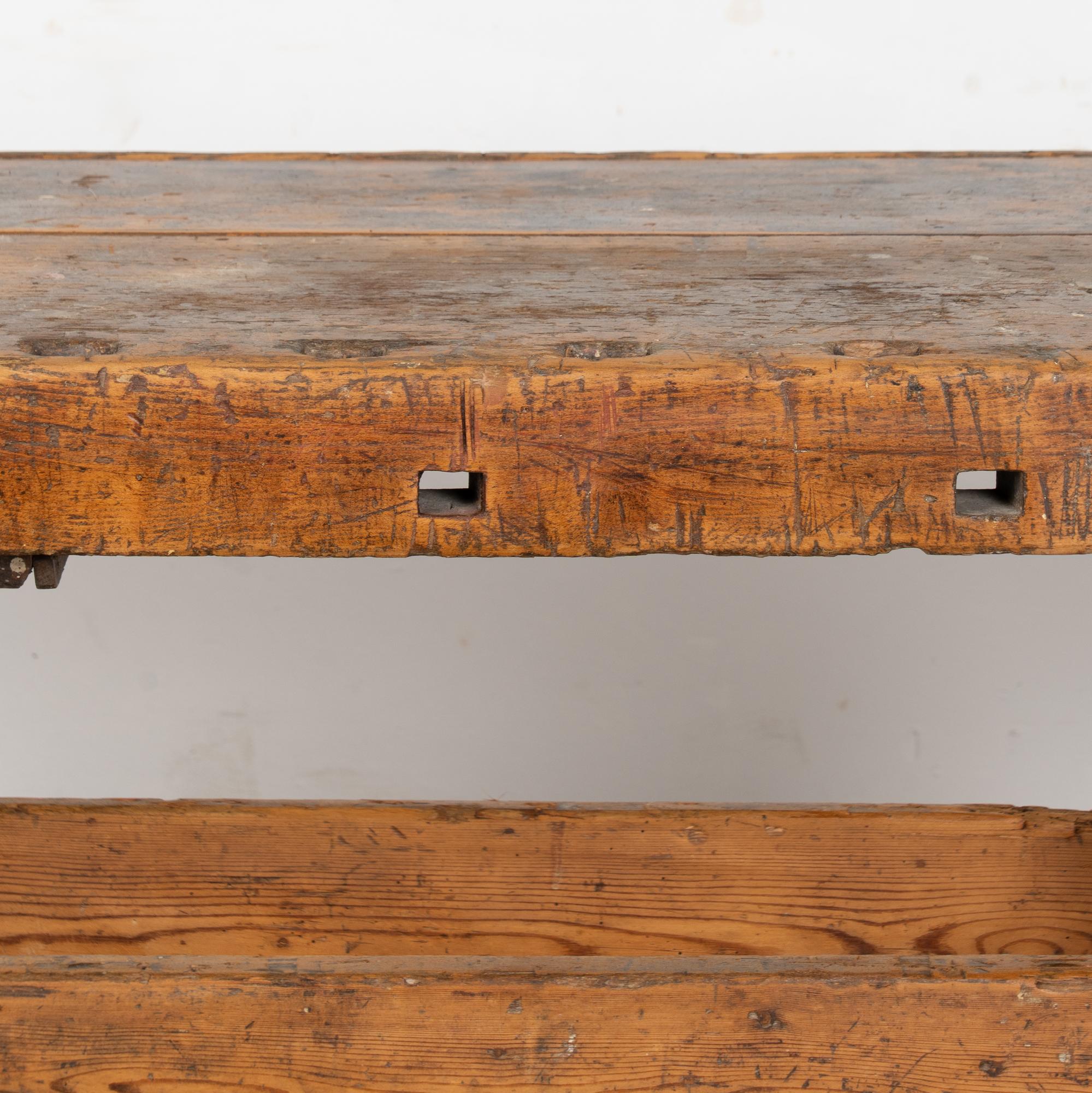 Rustic 20th Century Carpenter's Workbench Console Table For Sale 6