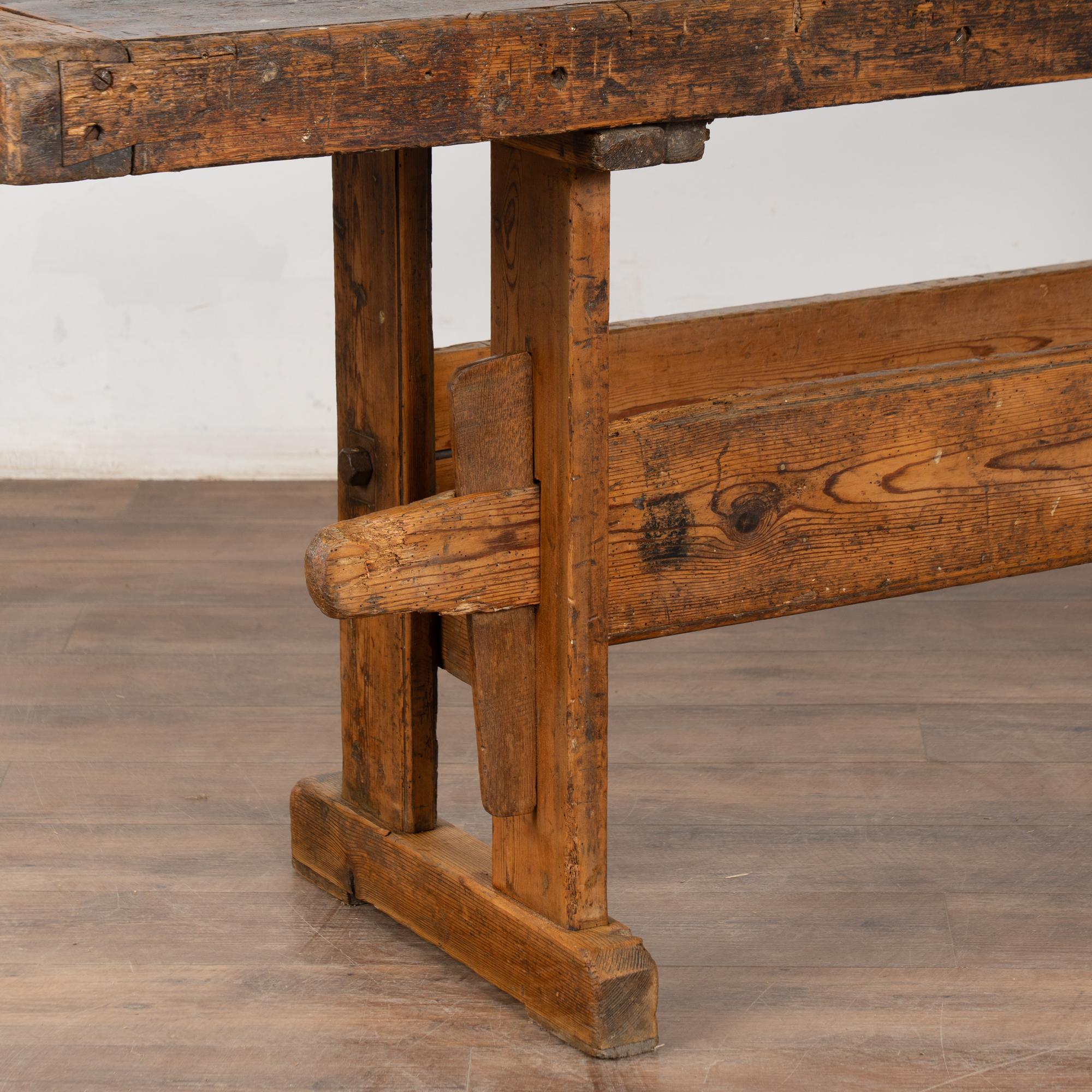Rustic 20th Century Carpenter's Workbench Console Table For Sale 10