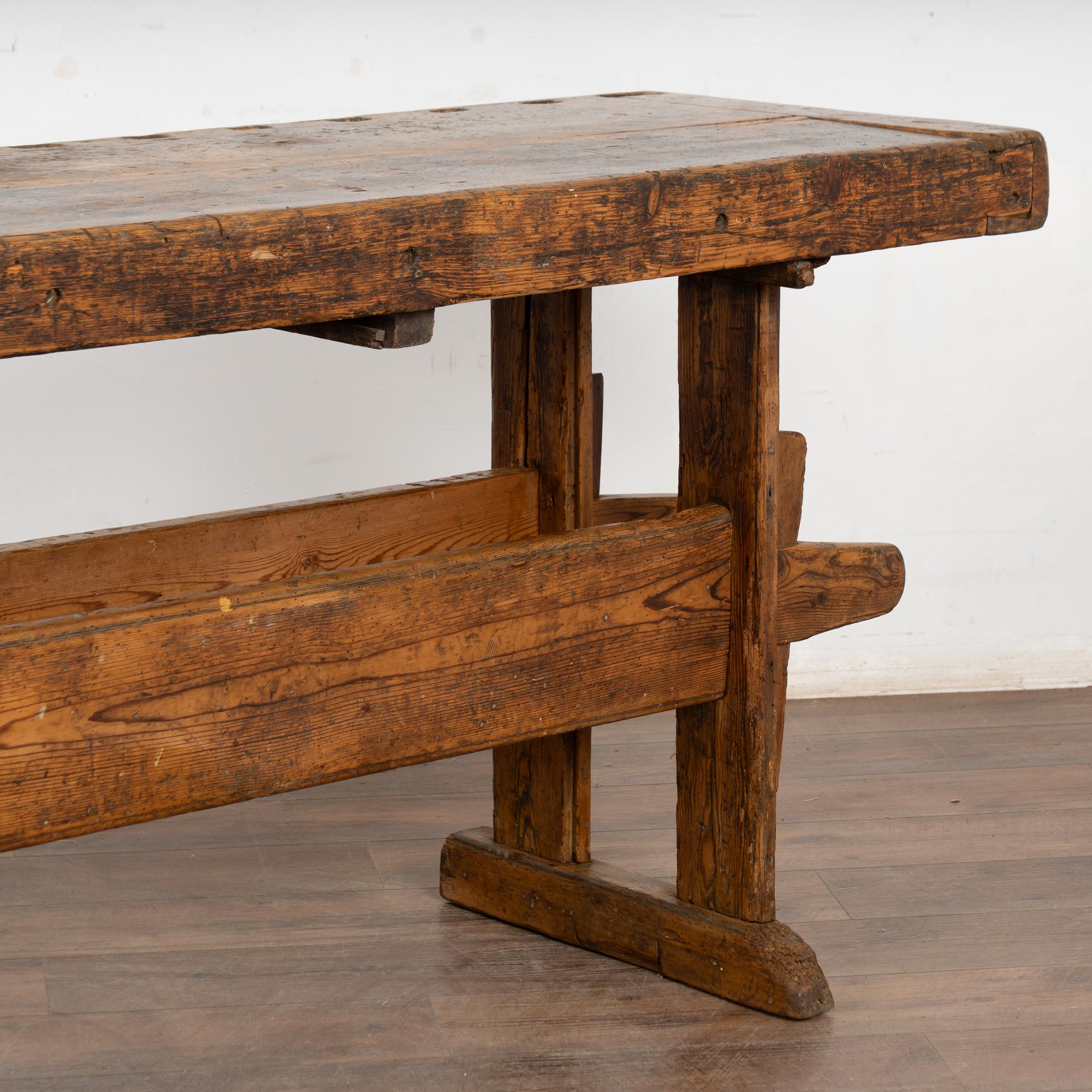 Rustic 20th Century Carpenter's Workbench Console Table For Sale 12