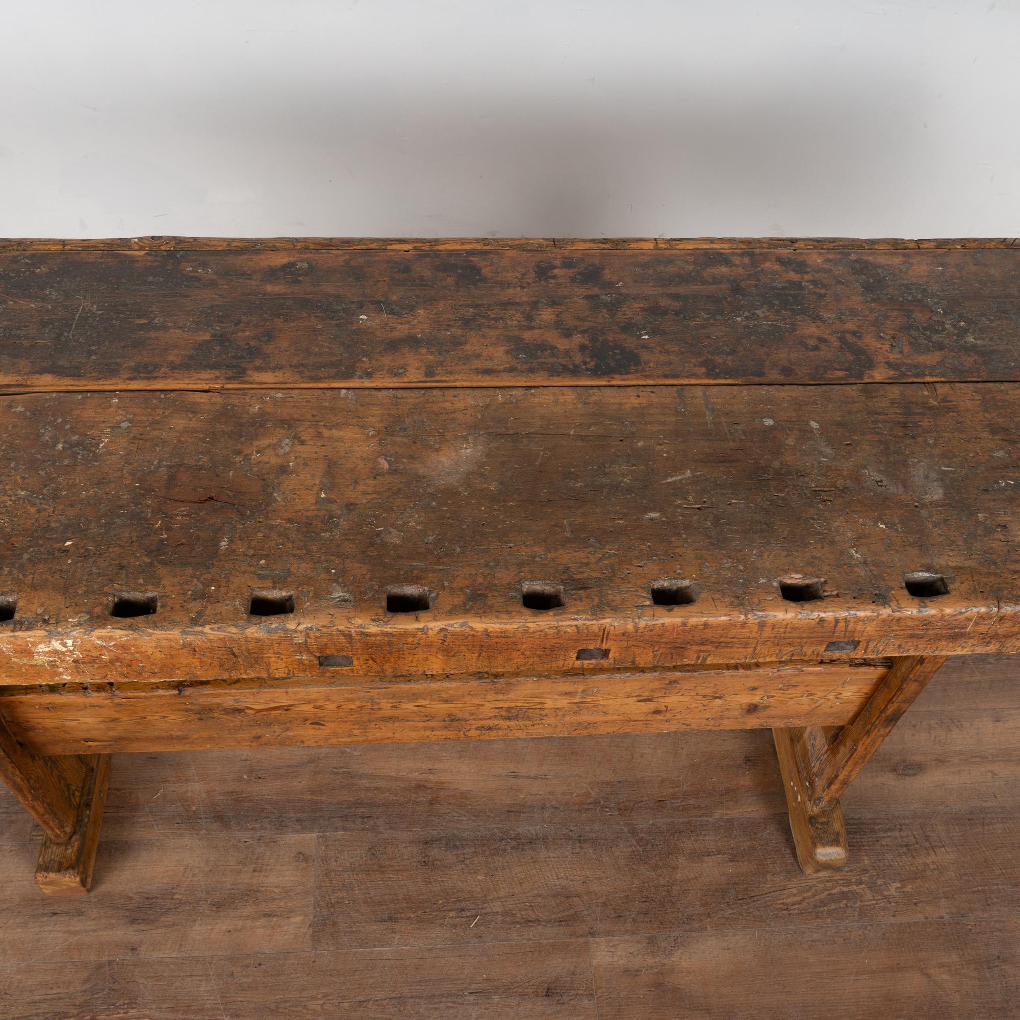 Rustic 20th Century Carpenter's Workbench Console Table For Sale 2