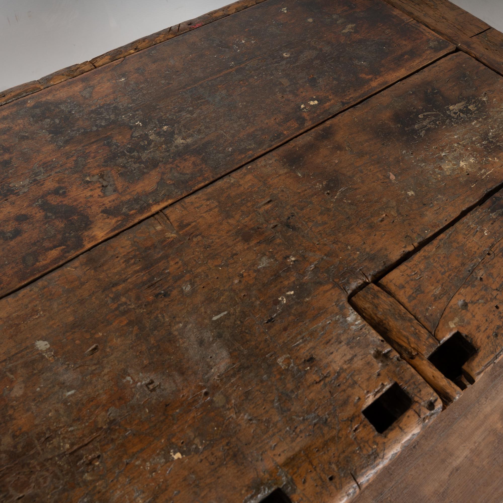Rustic 20th Century Carpenter's Workbench Console Table For Sale 3