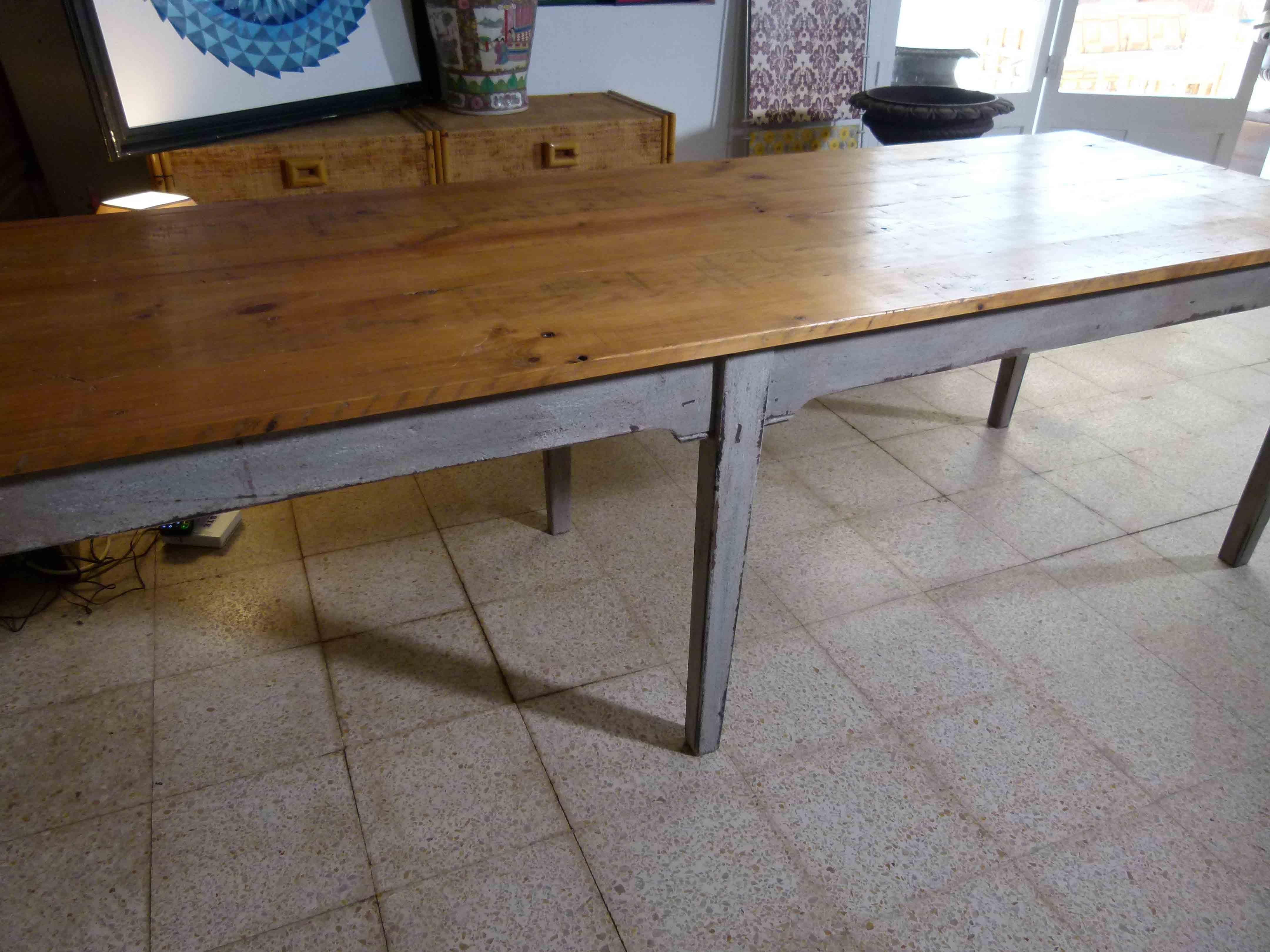 Wood  Large Rustic 20th Century Dining Table