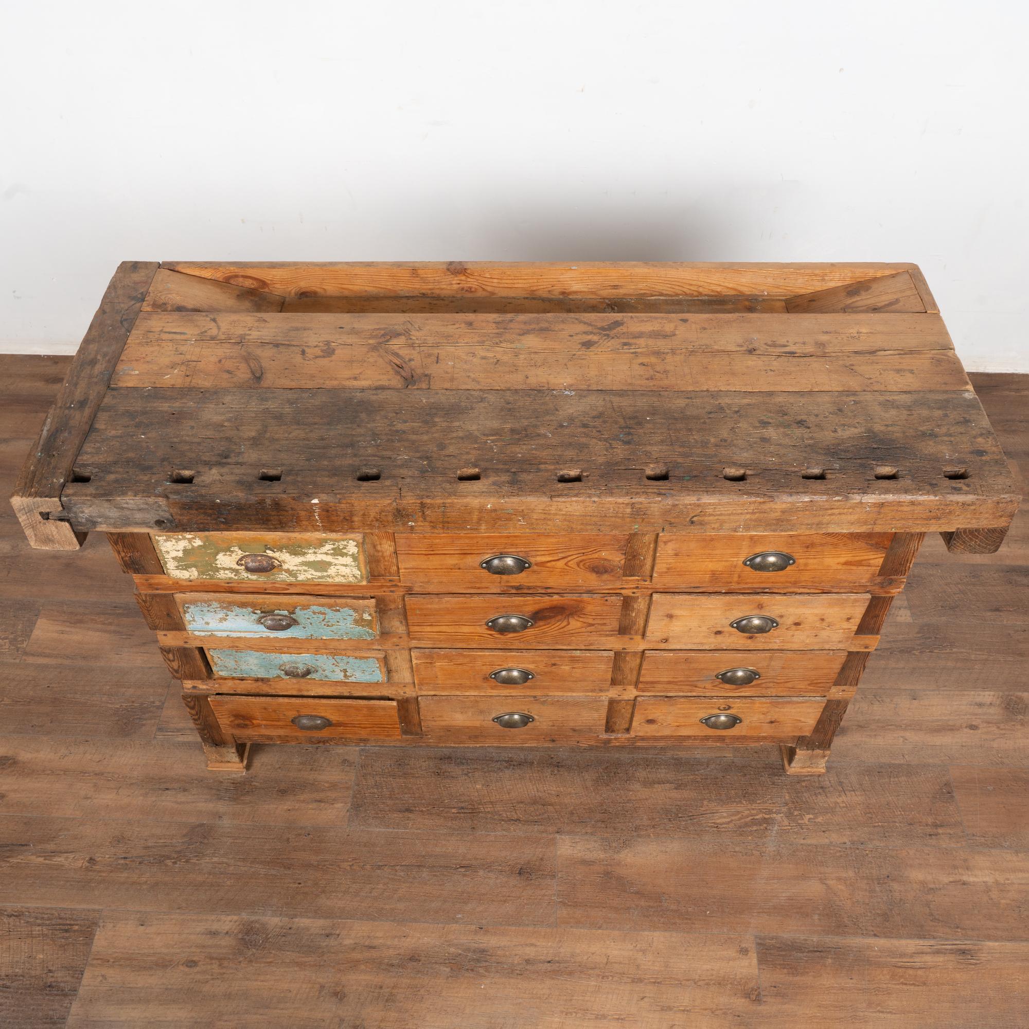 Rustic 20th Century Work Table Console from Hungary In condizioni deteriorate in vendita a Round Top, TX