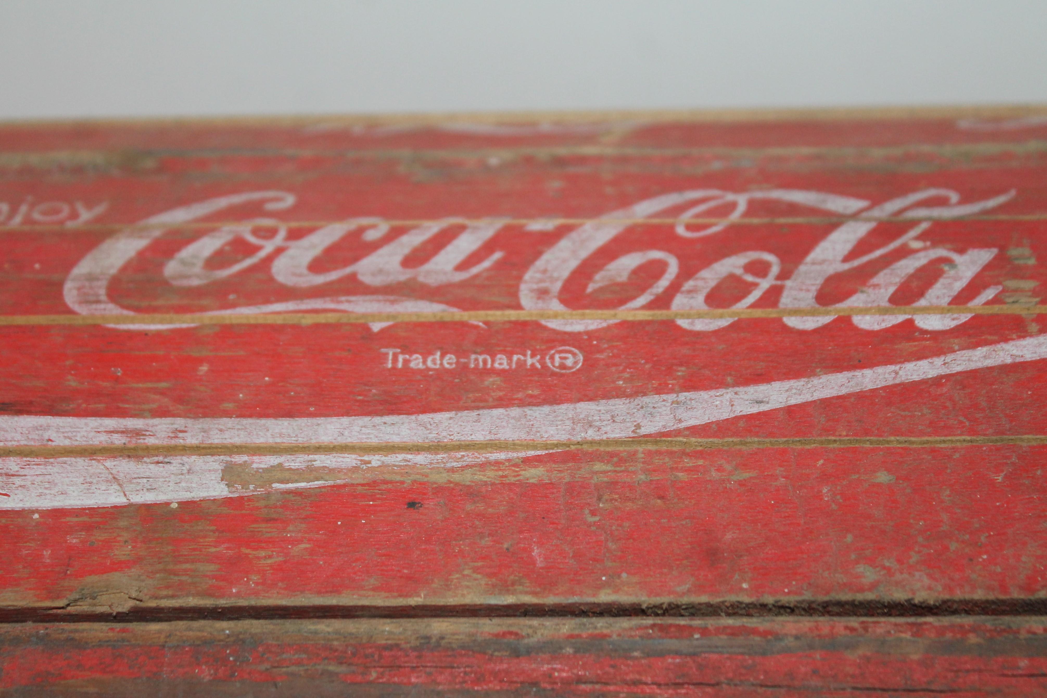 This cool folky handmade coke trunk or wood box was found in the midwest and was very well made and lined with wood. The condition is very good on this late 20th century handmade box.