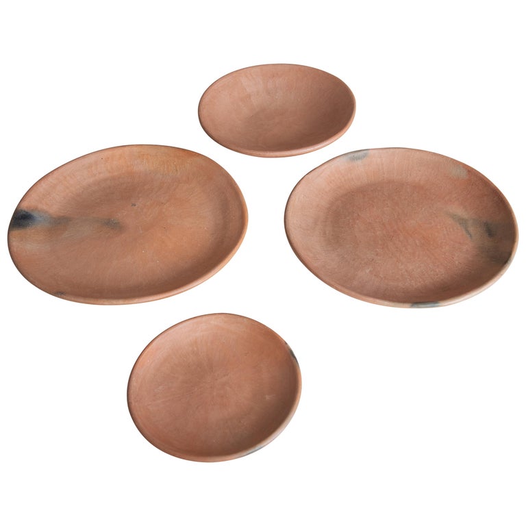 Rustic 4 Plate Serving Set Terracotta Natural Clay Handmade in Oaxaca ...