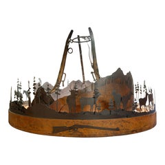 Rustic Hanging Lamp of Saw Mill Steel