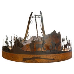 Rustic Hanging Lamp of Saw Mill Steel