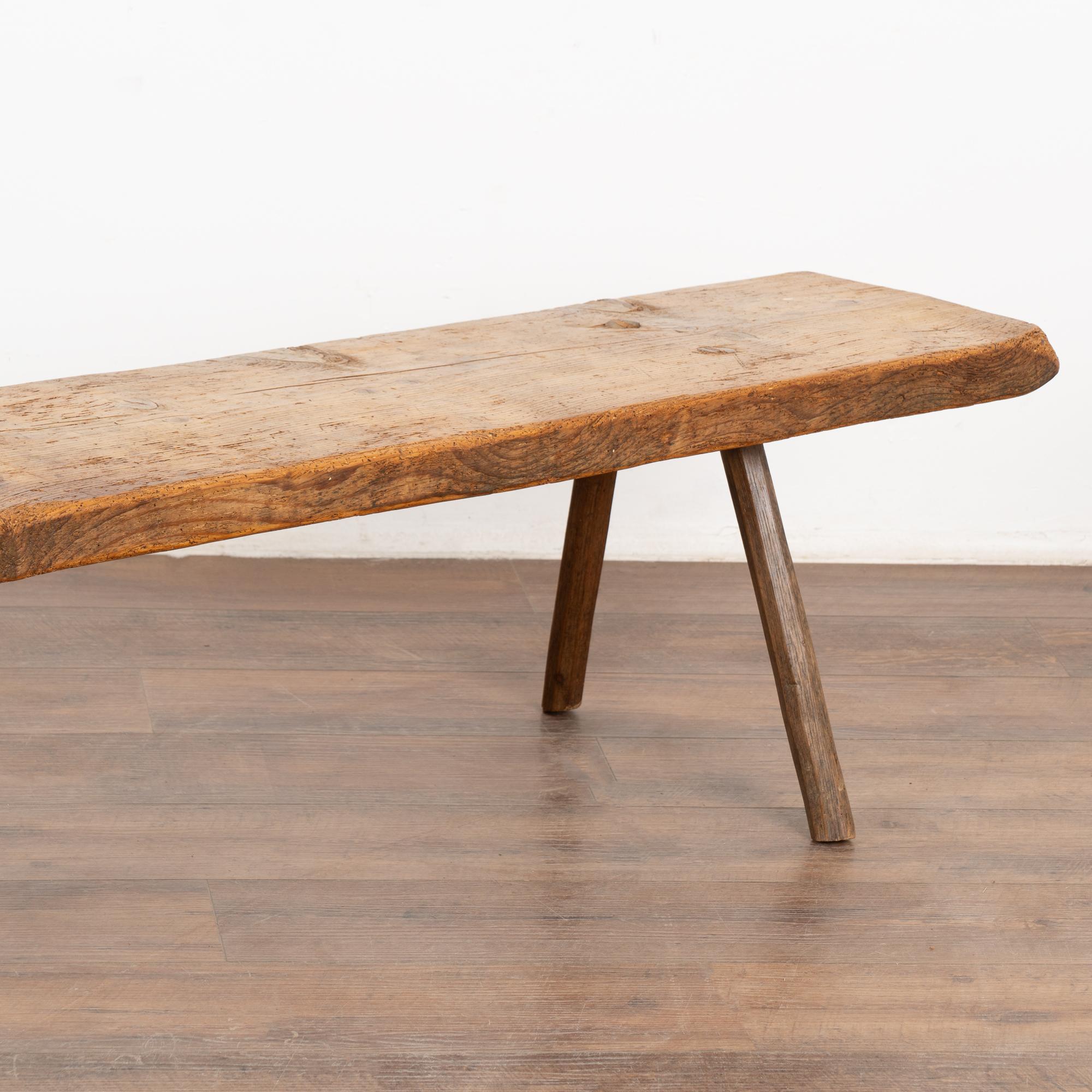 Hungarian Rustic 6' Long Peg Leg Narrow Bench, Hungary circa 1890