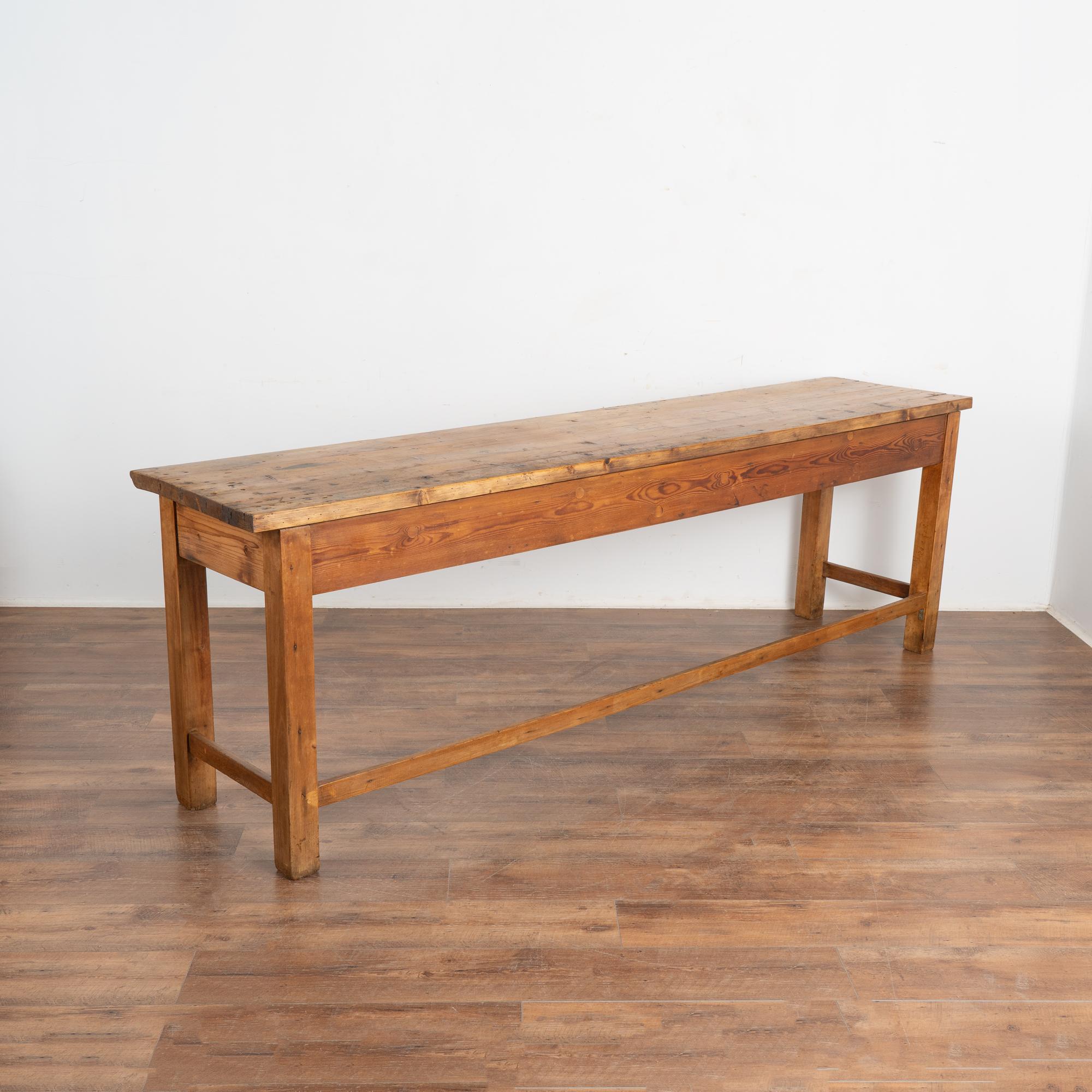Rustic 8' Long Console Table Work Table With Drawers, Hungary circa 1900-20 4