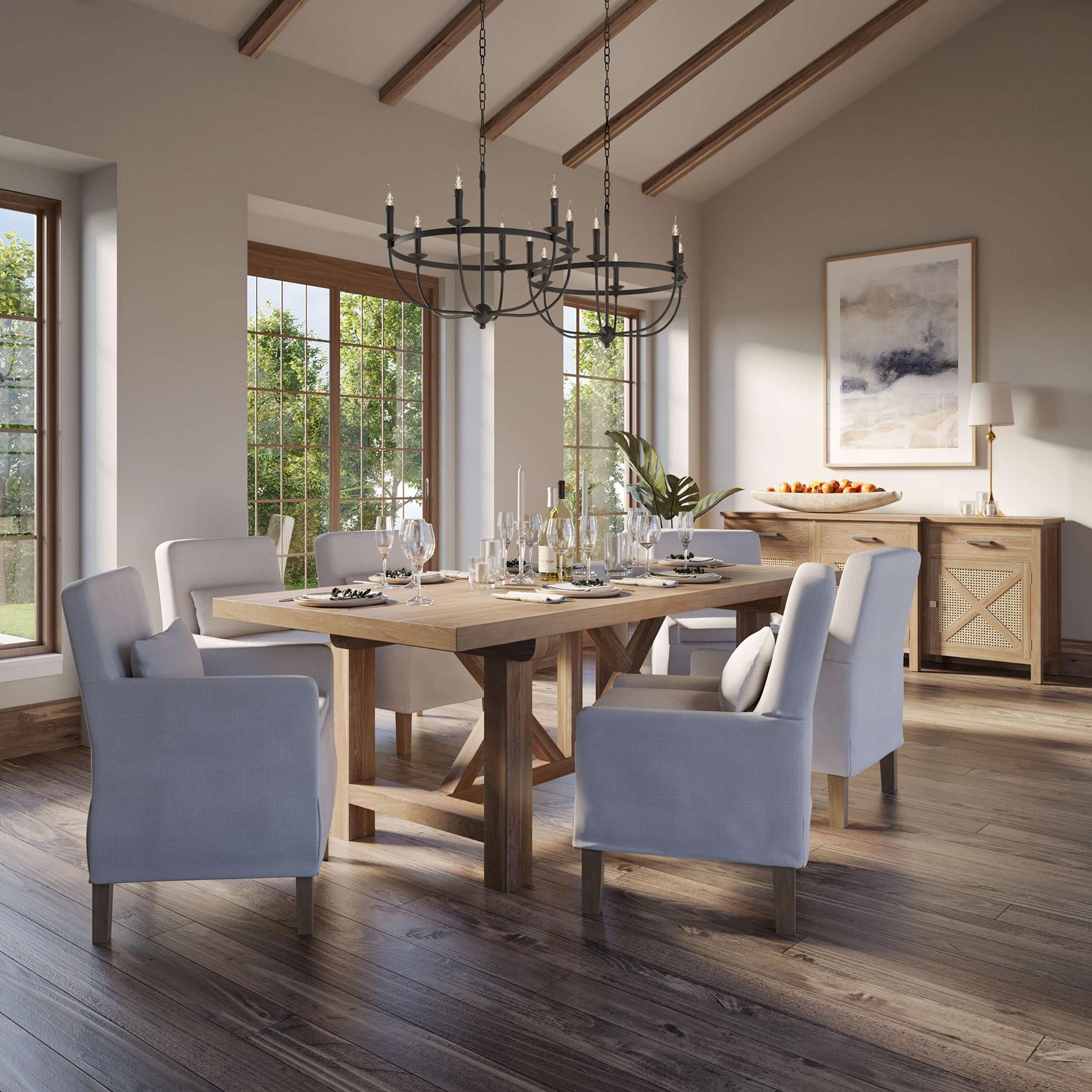 Rustique Table de salle à manger rustique en teck récupéré de 84 pouces en vente
