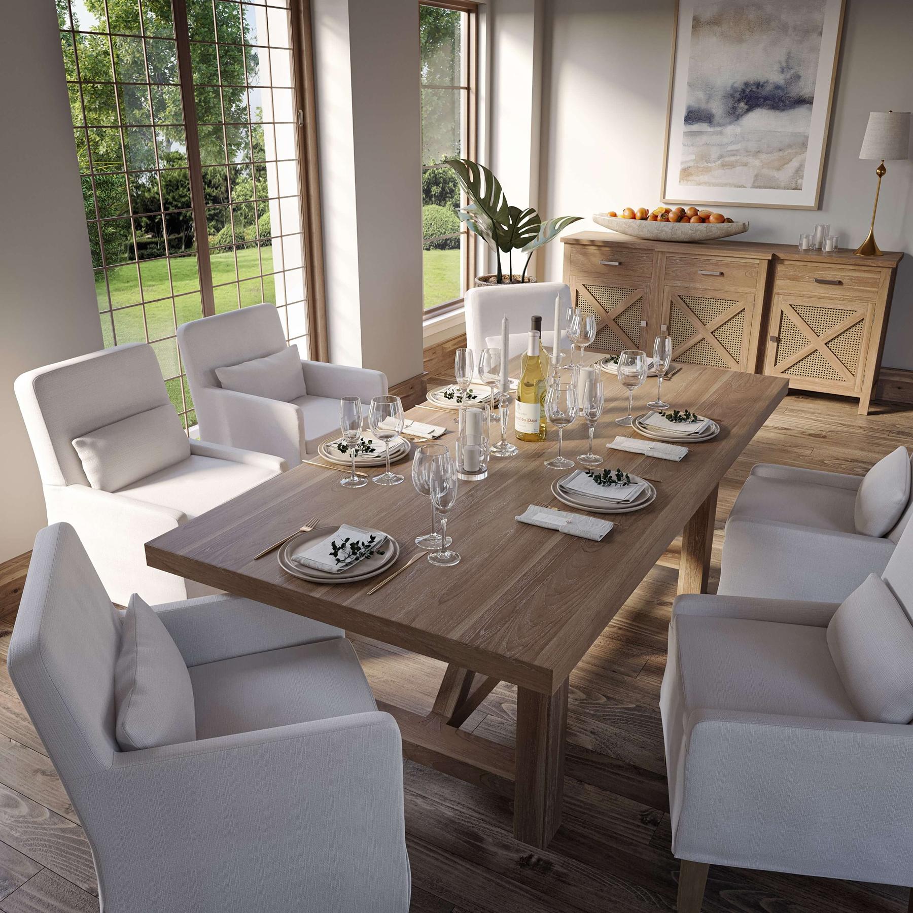 Asiatique Table de salle à manger rustique en teck récupéré de 84 pouces en vente