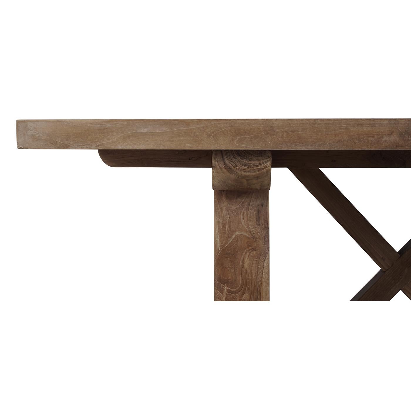 Table de salle à manger rustique en teck récupéré de 84 pouces en vente 2