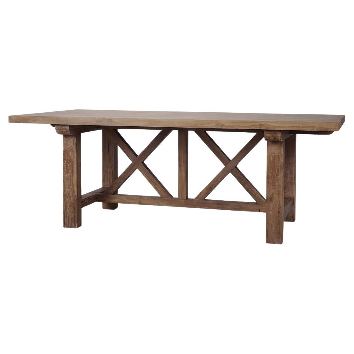 Rustic 84-Inch Reclaimed Teak Dining Table