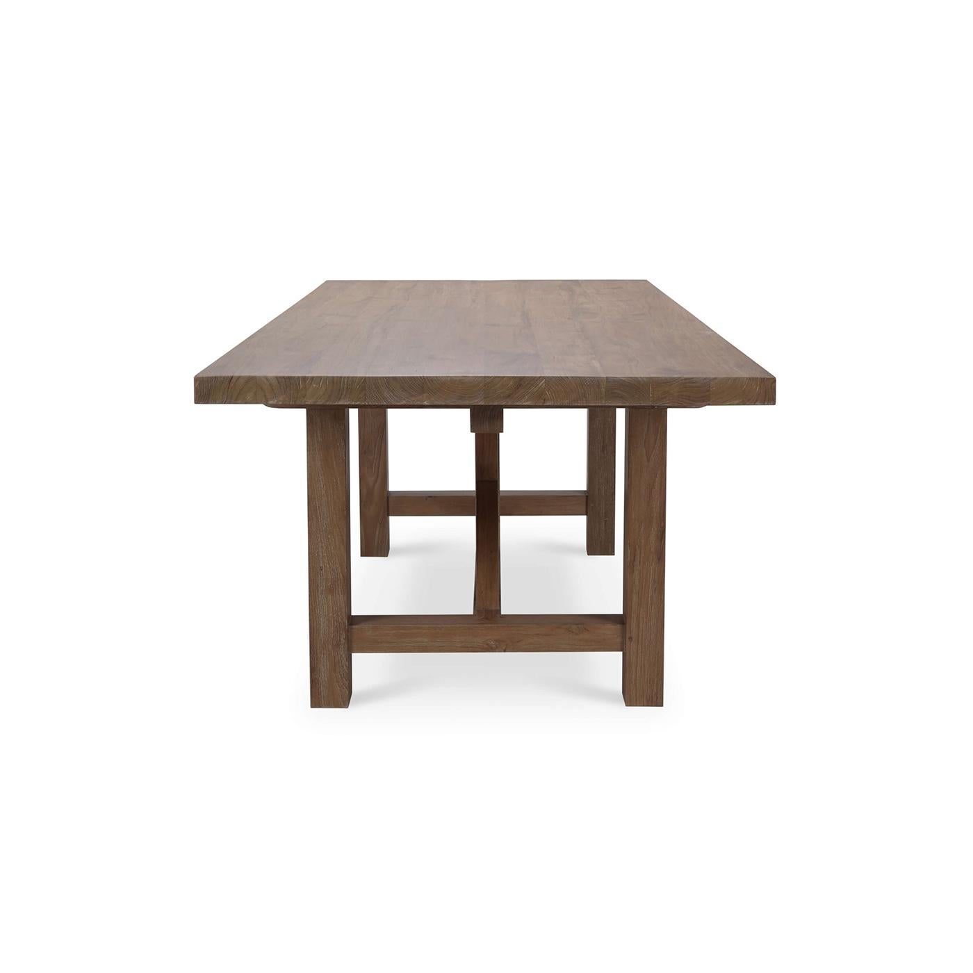Asian Rustic 96-Inch Reclaimed Teak Dining Table For Sale