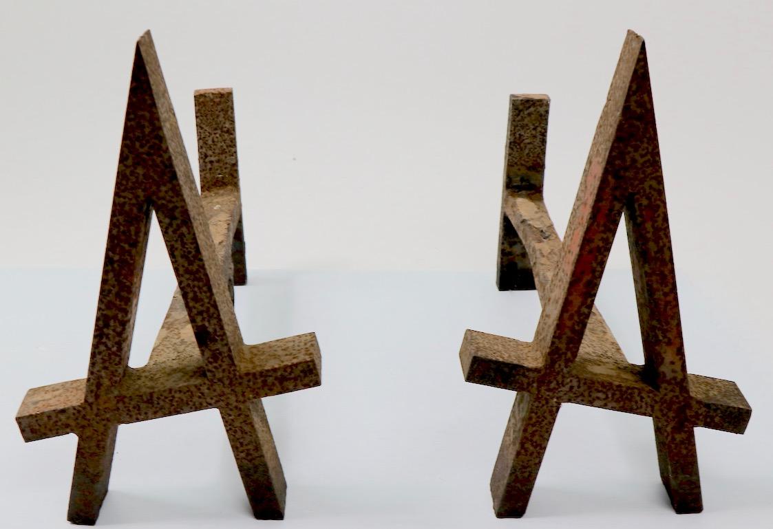 20th Century Rustic A Andirons For Sale
