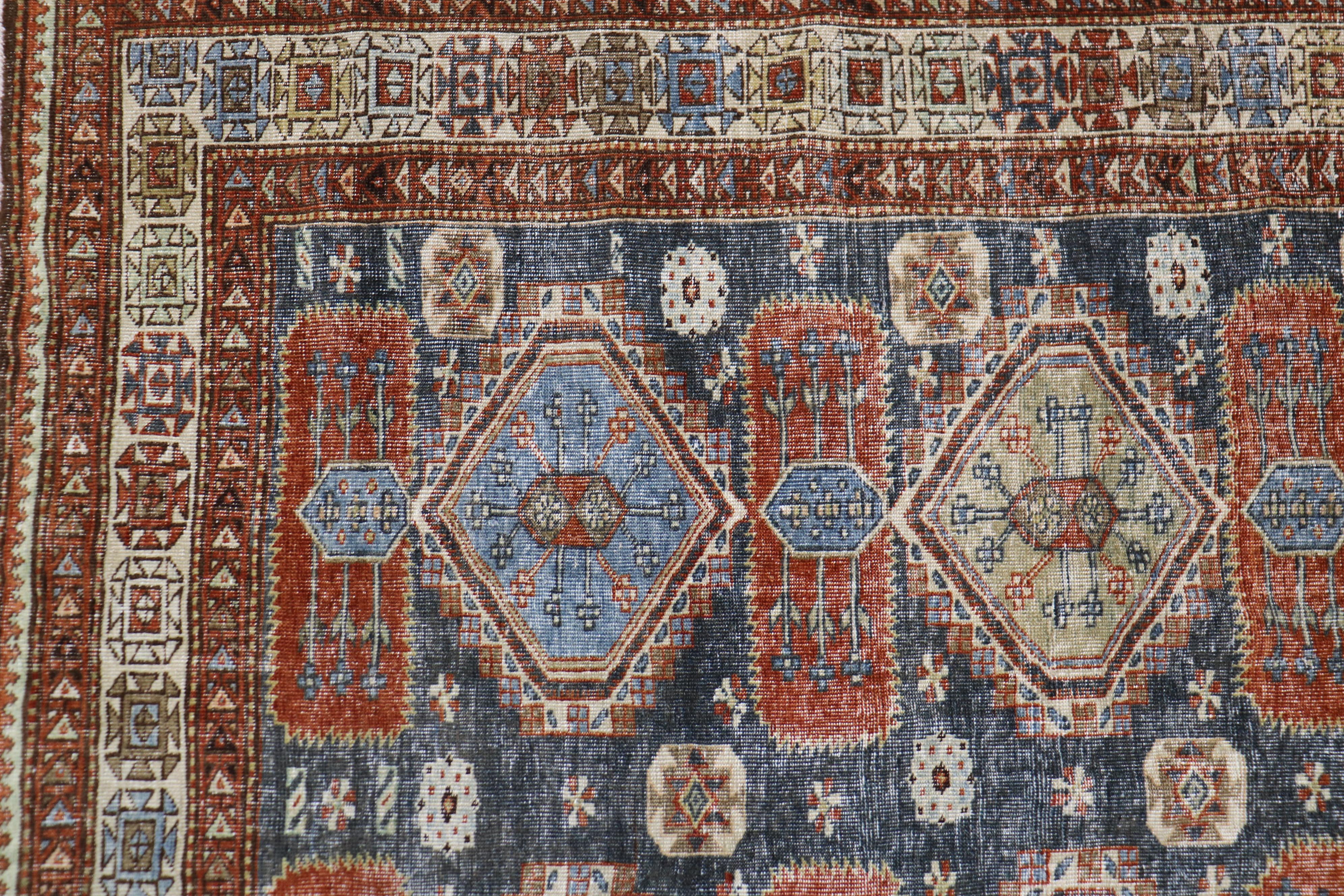 Rustic Accent Size Worn Caucasian Tribal Rug 3