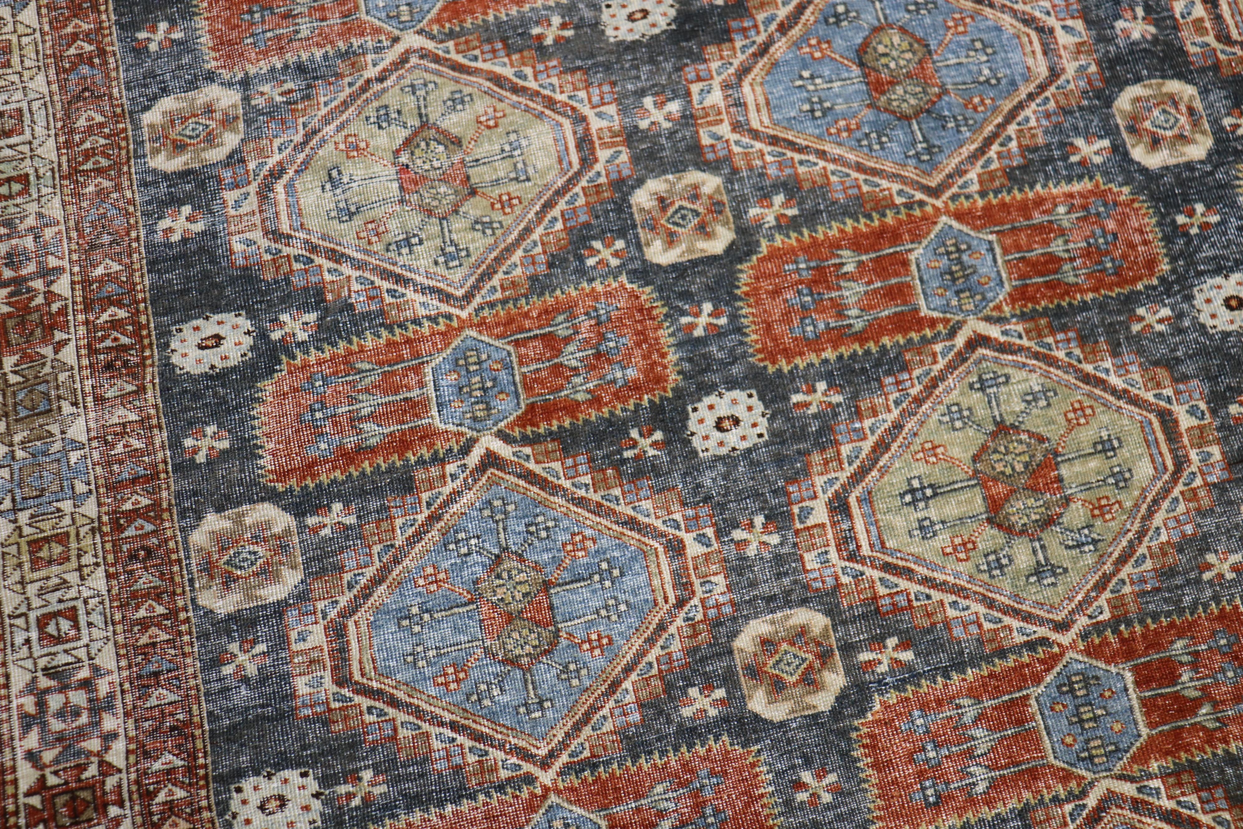 Rustic Accent Size Worn Caucasian Tribal Rug 5