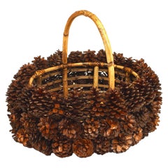Rustic Adirondack Pine Cone Basket