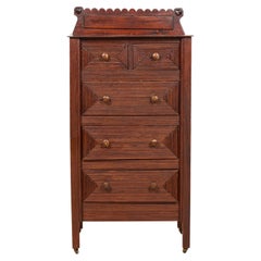 Rustic Adirondack Reclaimed Pine Reeded Veneer Chest of Drawers