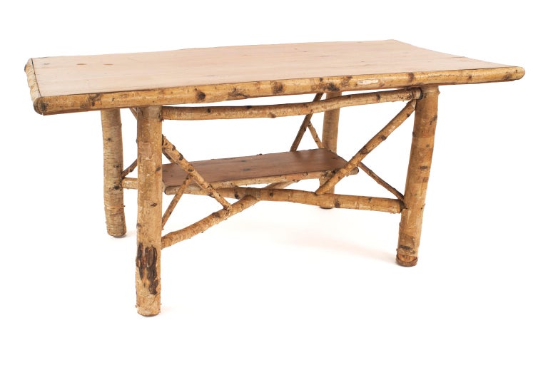 Rustic Adirondack Rectangular Birchwood Dining Table For Sale at 1stdibs