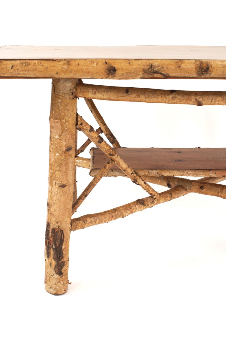 Rustic Adirondack Rectangular Birchwood Dining Table For Sale at 1stdibs