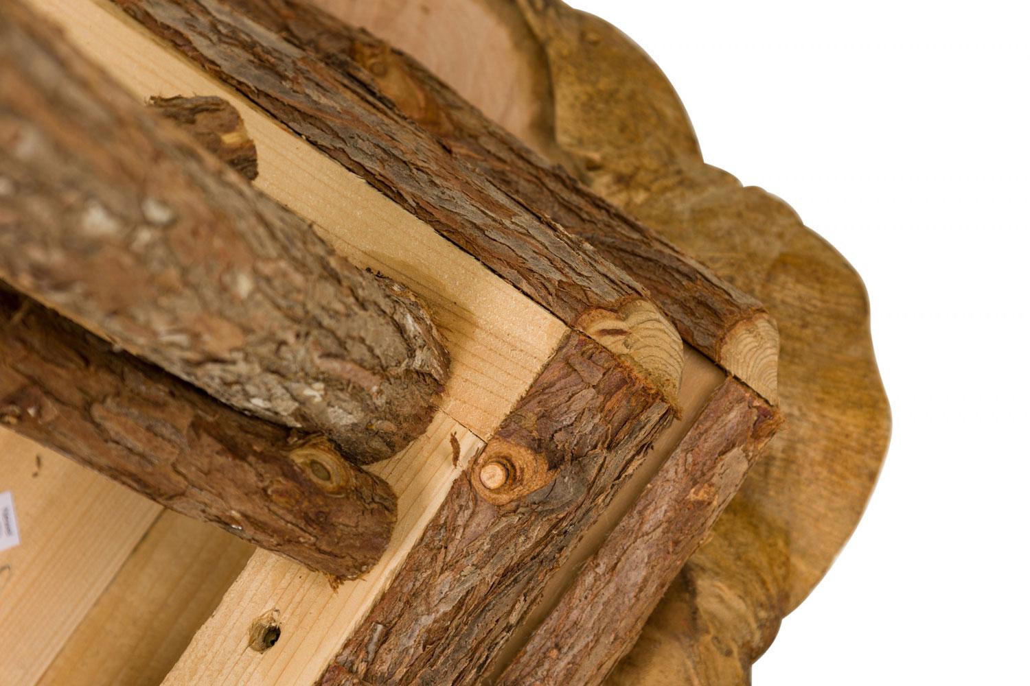 Rustic Adirondack Scalloped Petrified Wood and Branch Side / End Table For Sale 4