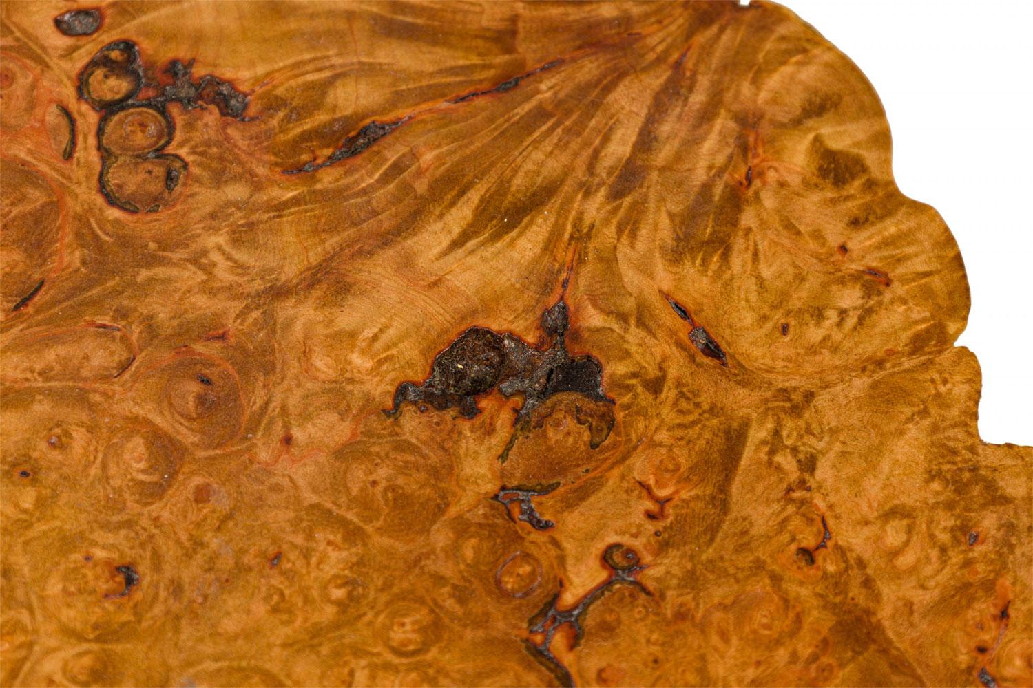 Rustic Adirondack Scalloped Petrified Wood and Branch X-Base Side / End Table For Sale 4