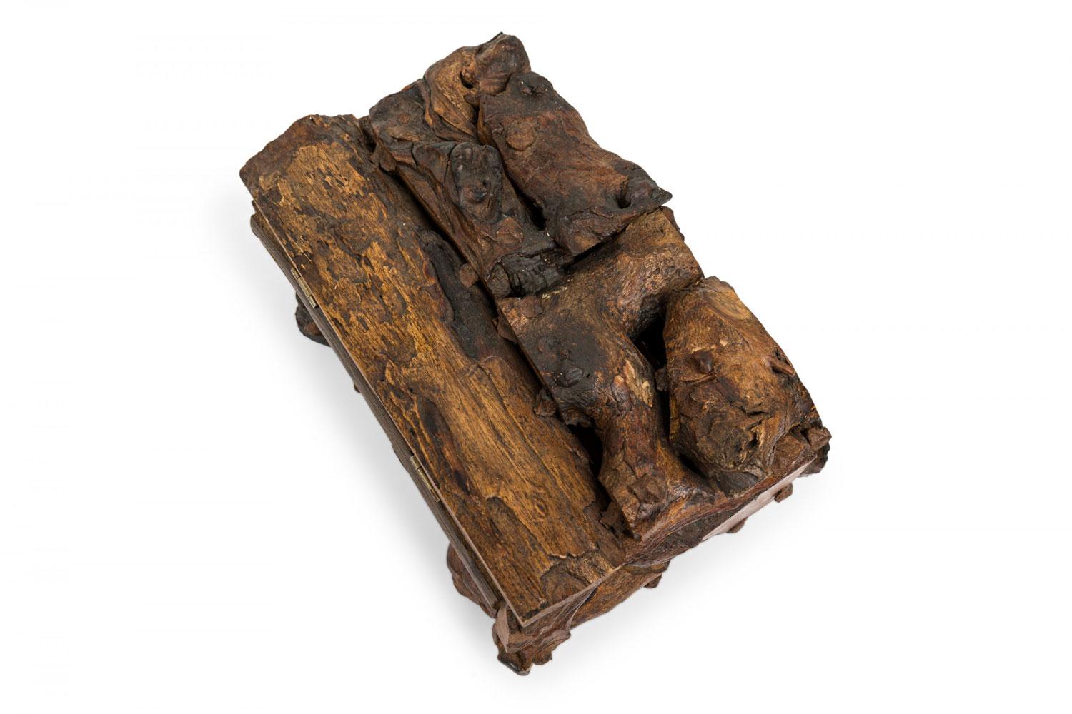 Rustic Adirondack Style Hinged Wooden Box For Sale 7