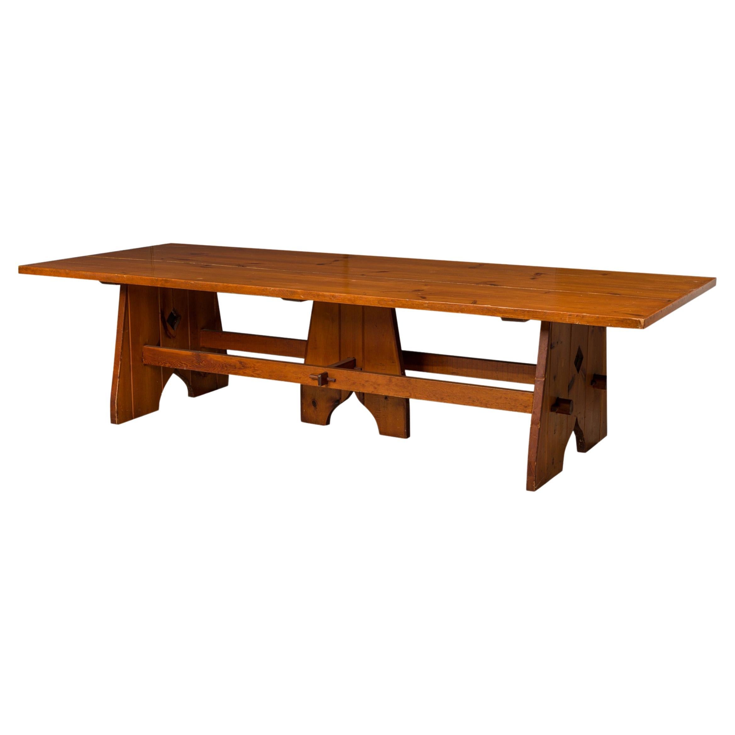 Grande table de conférence rectangulaire rustique de style Adirondack pour salle à manger ou salle de conférence en vente