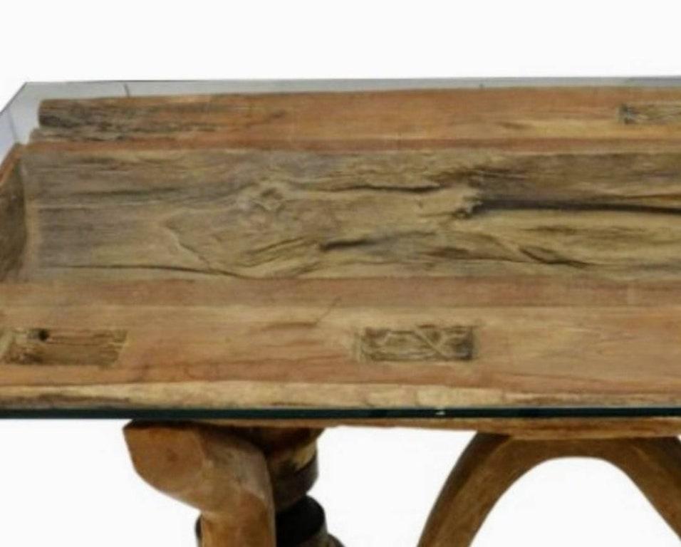 Rustic Adirondack Style Live Edge Wood Trough Table For Sale 1