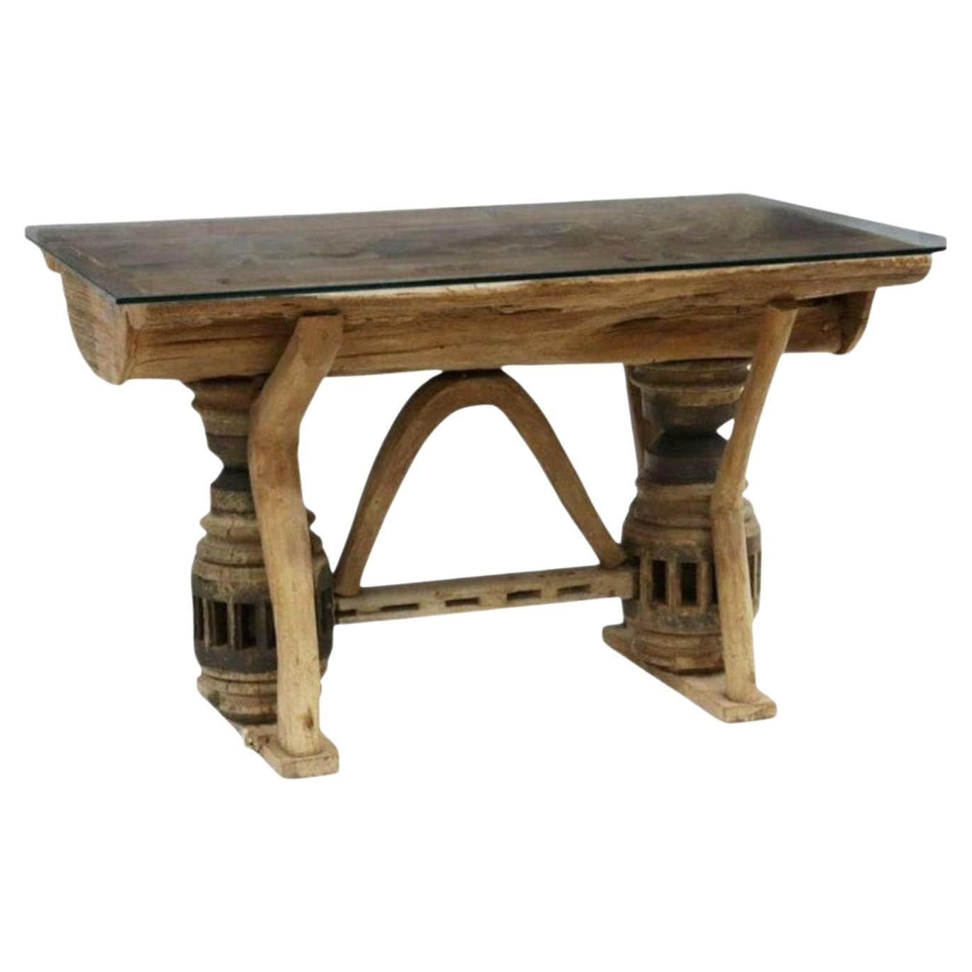 Rustic Adirondack Style Live Edge Wood Trough Table For Sale