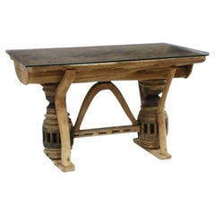Vintage Rustic Adirondack Style Live Edge Wood Trough Table