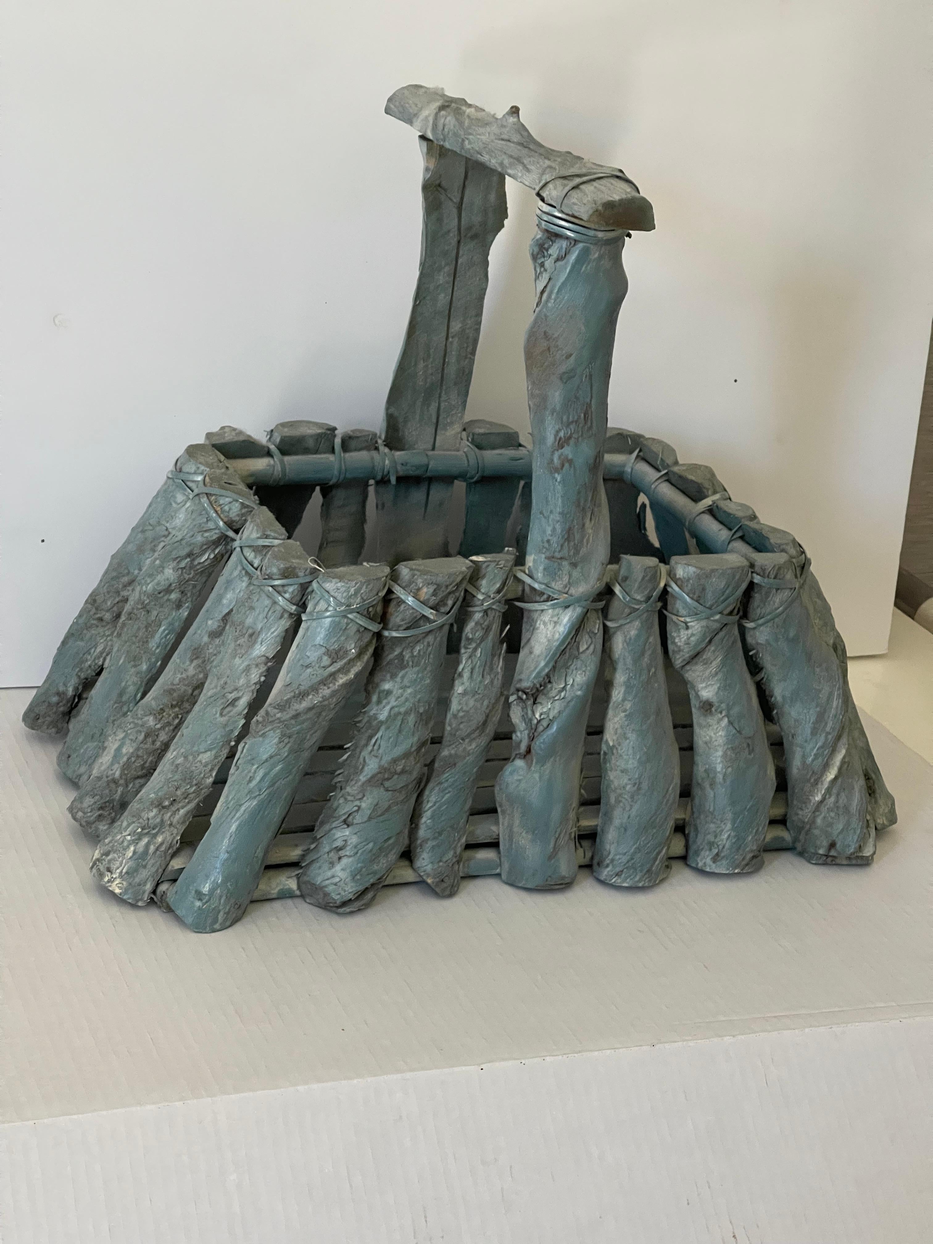 Rustic Adirondack Style Wood Basket or Planter For Sale 1
