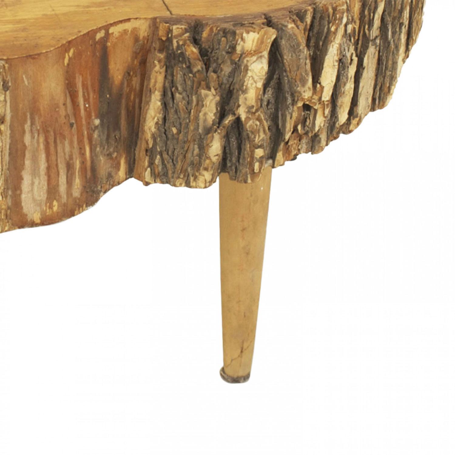 American Rustic Adirondack Tree Trunk Section Coffee Table For Sale