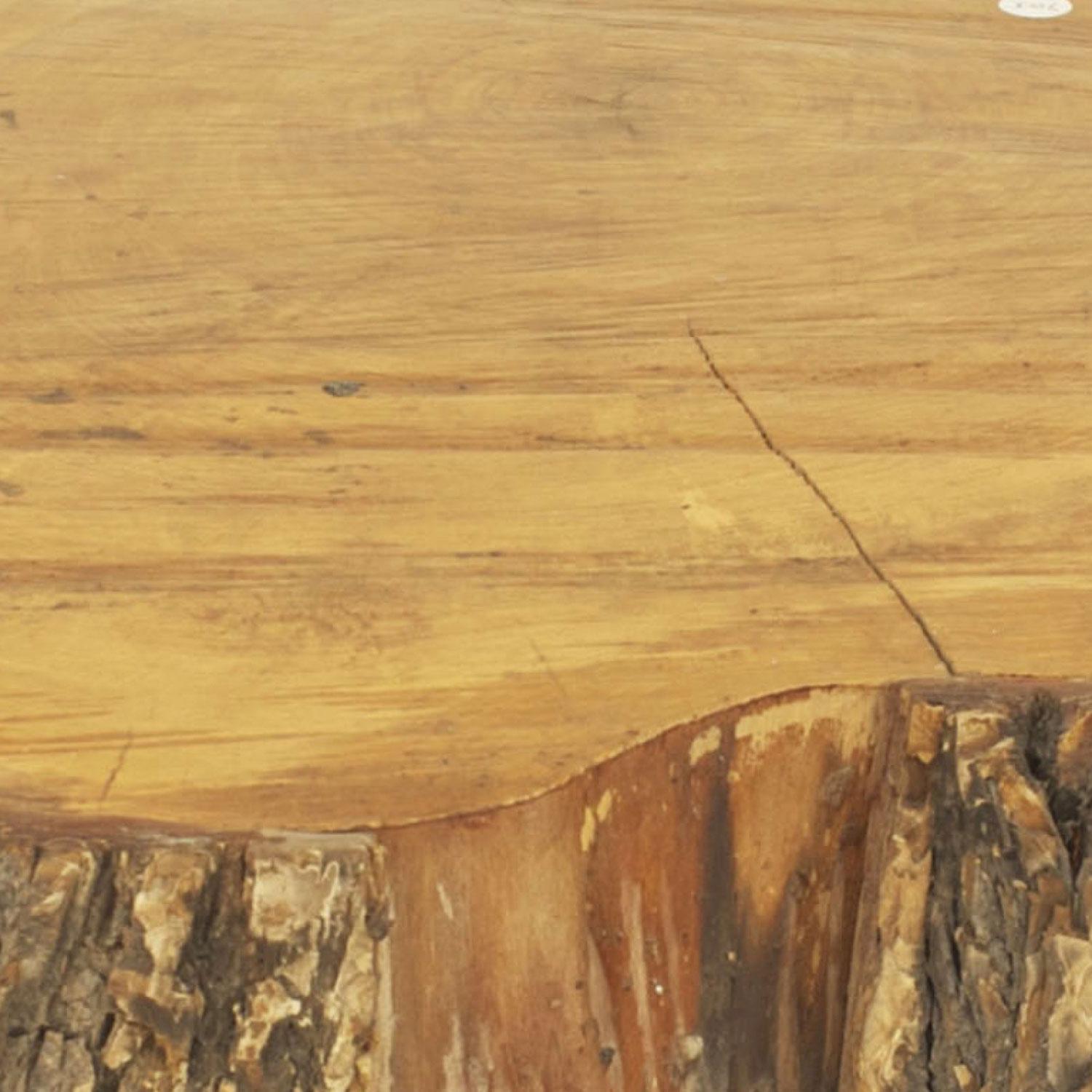 Rustic Adirondack Tree Trunk Section Coffee Table In Good Condition For Sale In Queens, NY