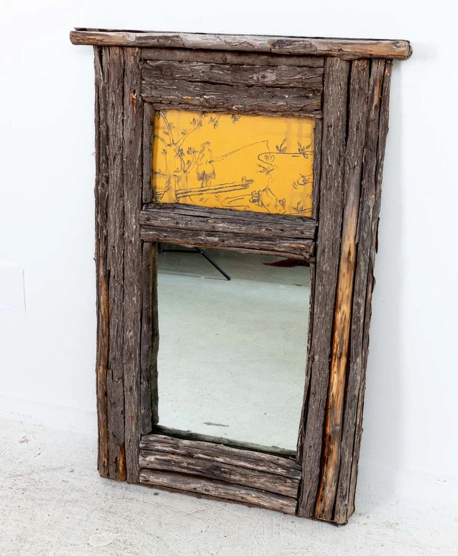 American made rustic tree branch Trumeau mirror.  Measures 29