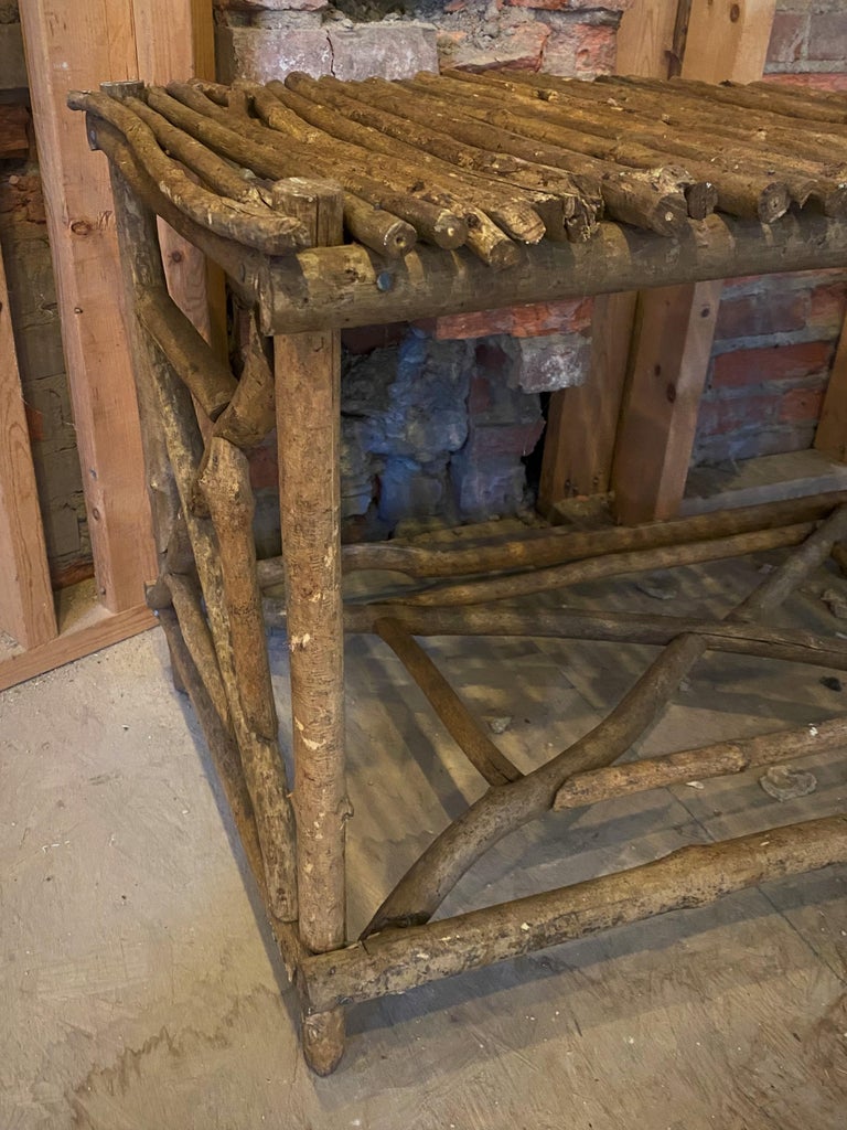 Rustic Adirondack Twig Branch Stand Cabin Console Coffee Table For Sale at  1stDibs, image size:768x1024