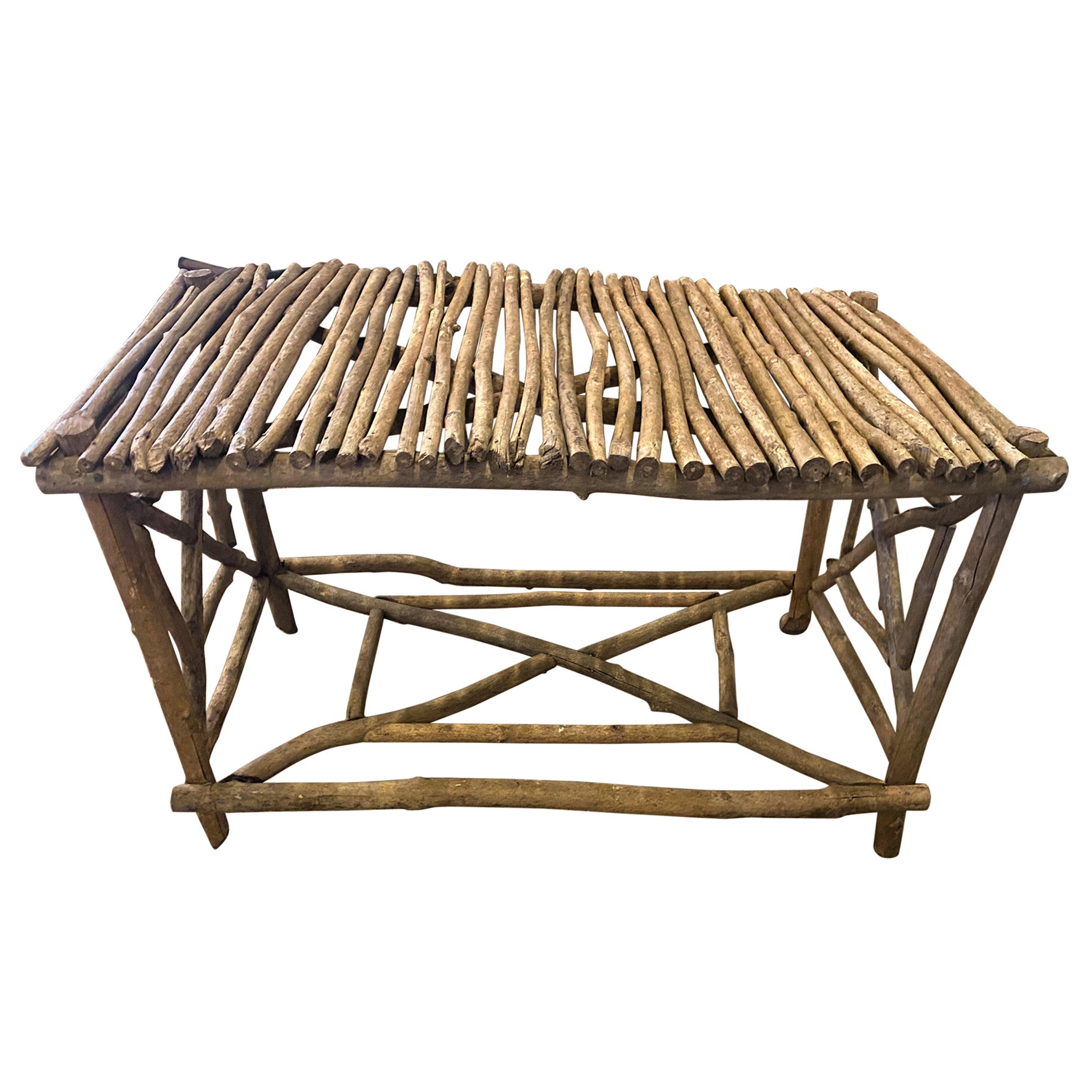 Mesa de centro rústica Adirondack Twig Branch Stand Cabin Console
