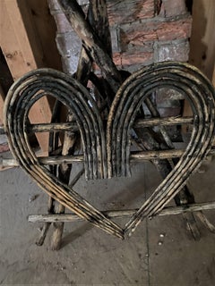 Rustic Adirondack Twig Branch Stand Cabin Side Table Heart Bent Wood Motif