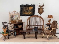 Rustic Adirondack Willow Red Cushioned Loveseat