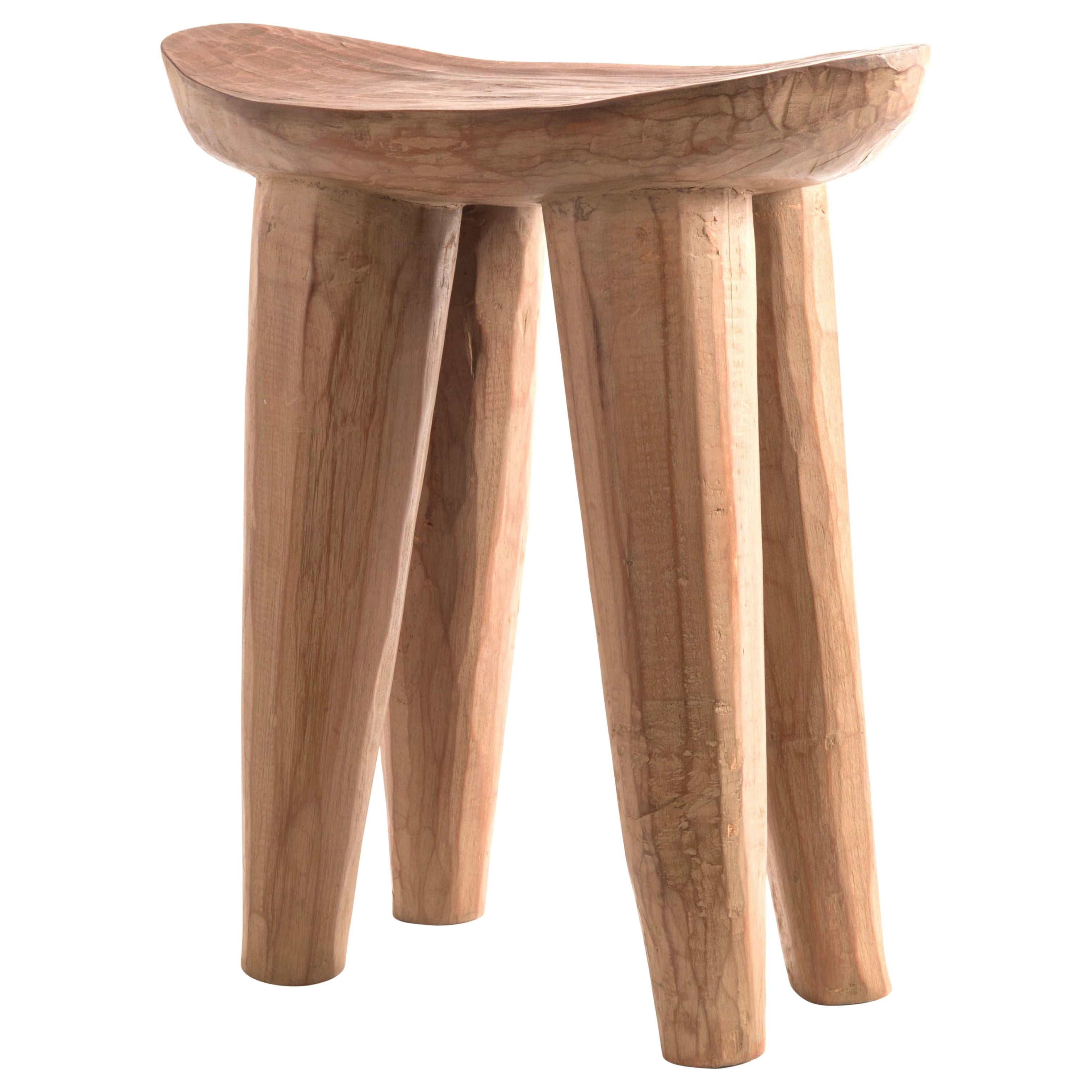 Rustic African Stained Wooden Bench For Sale